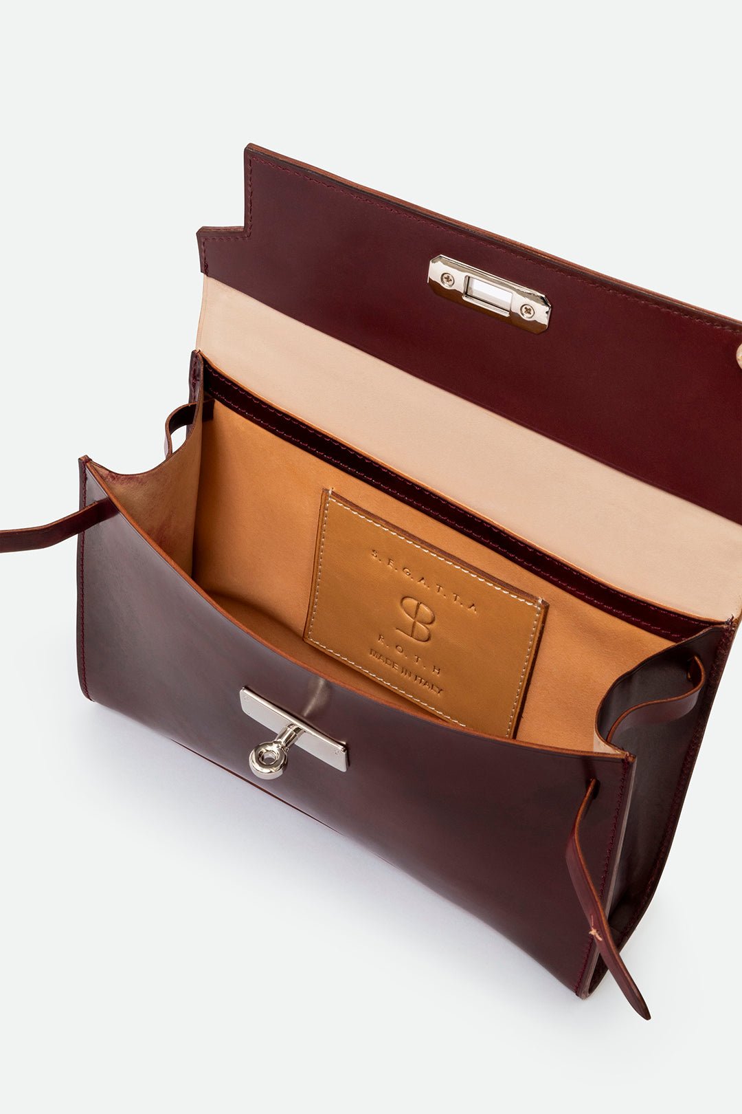 O'HARA HANDBAG IN CORDOVAN LEATHER BURGUNDY - Jarbo