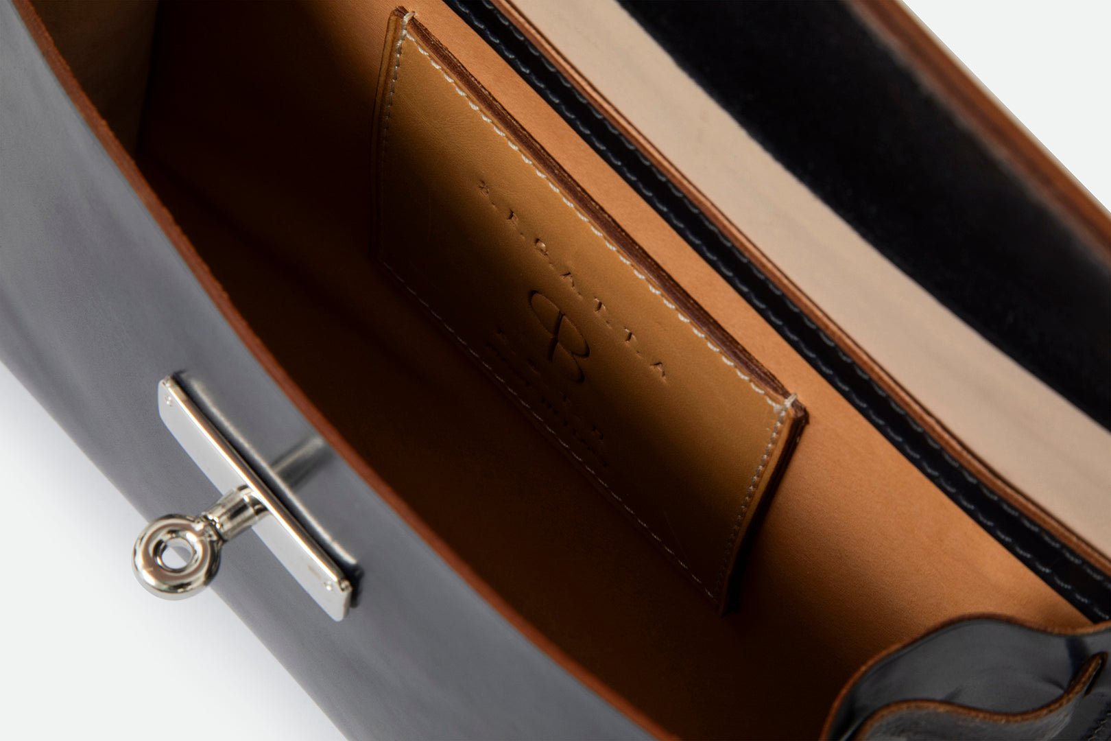 O'HARA HANDBAG IN CORDOVAN LEATHER NAVY - Jarbo