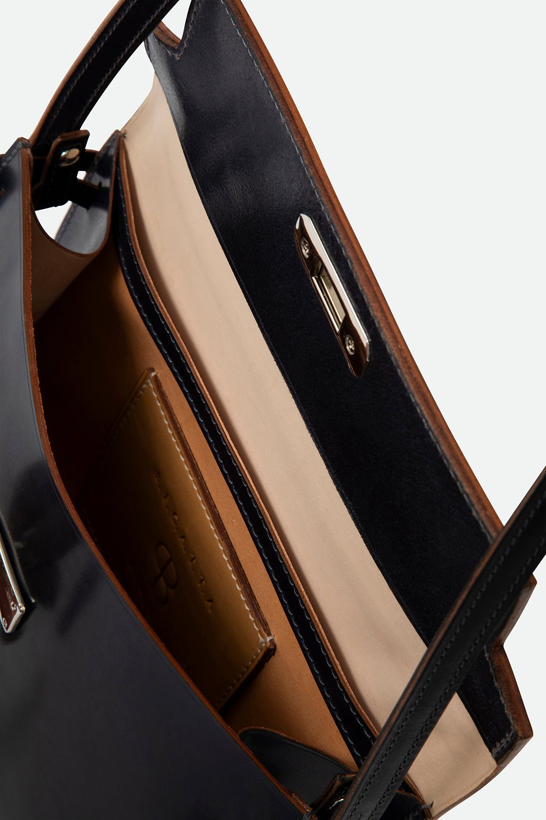 O'HARA HANDBAG IN CORDOVAN LEATHER NAVY - Jarbo