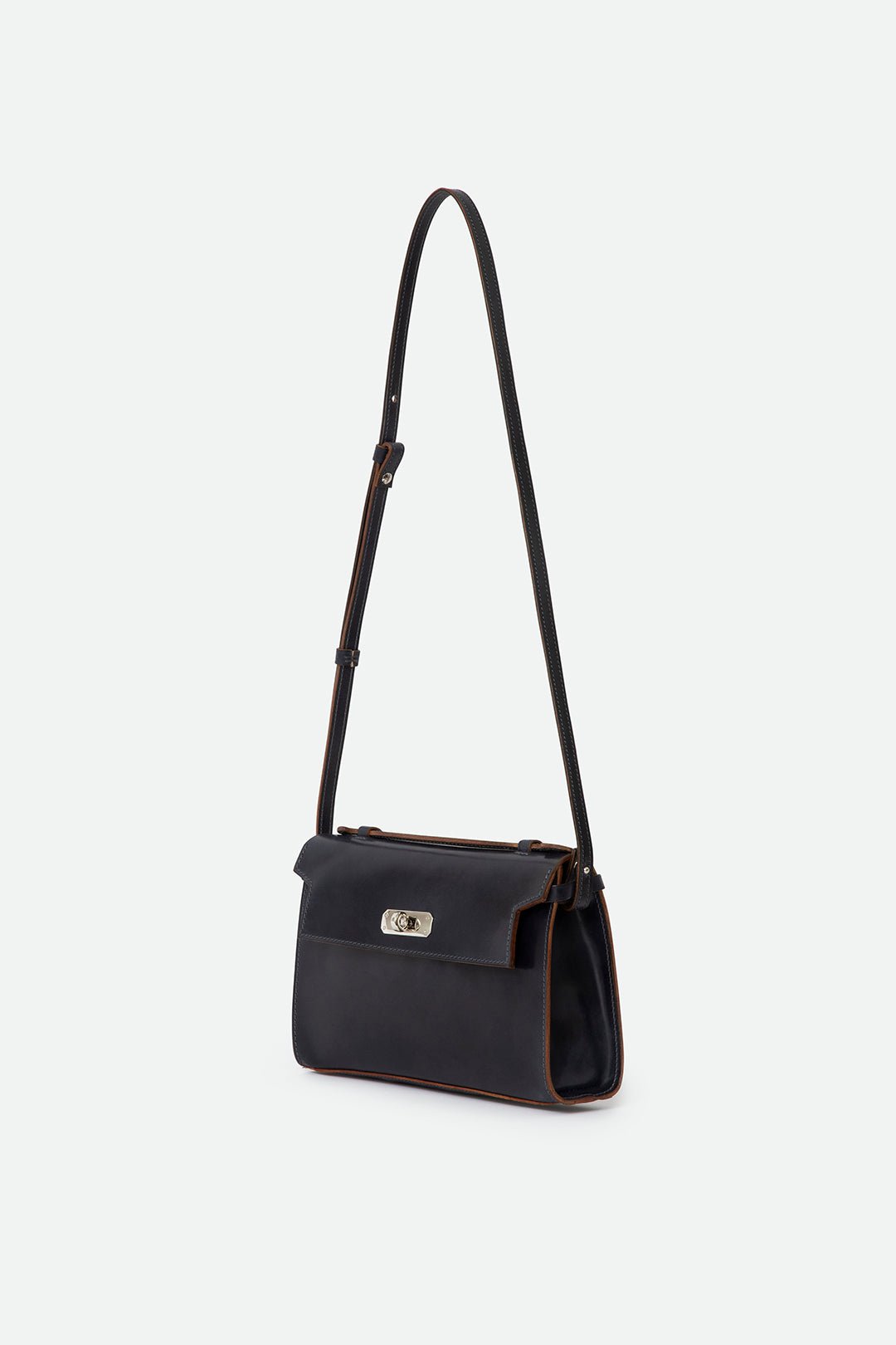 O'HARA HANDBAG IN CORDOVAN LEATHER NAVY - Jarbo