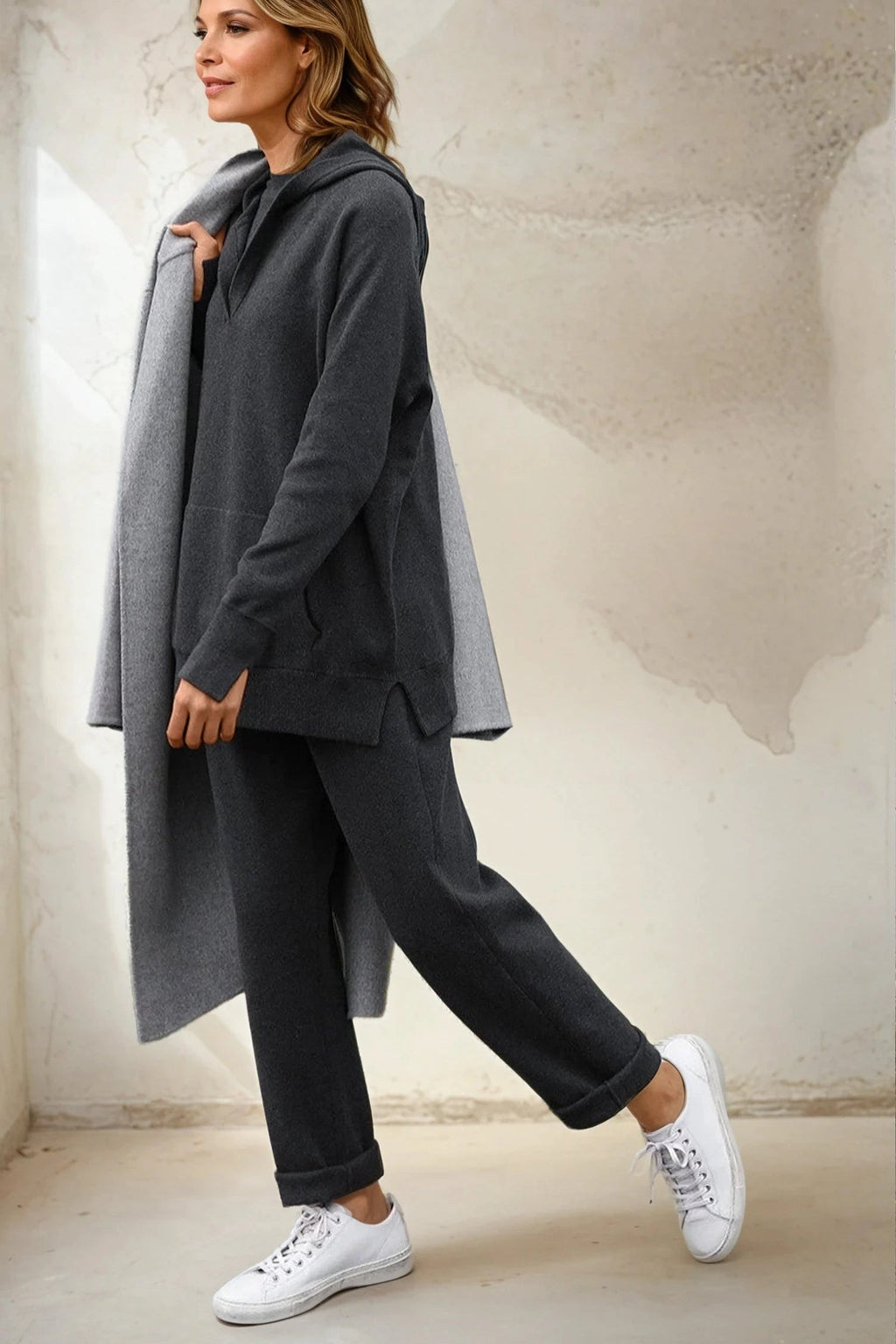 PAIGE PANT IN DOUBLE KNIT HEATHERED PIMA STRETCH