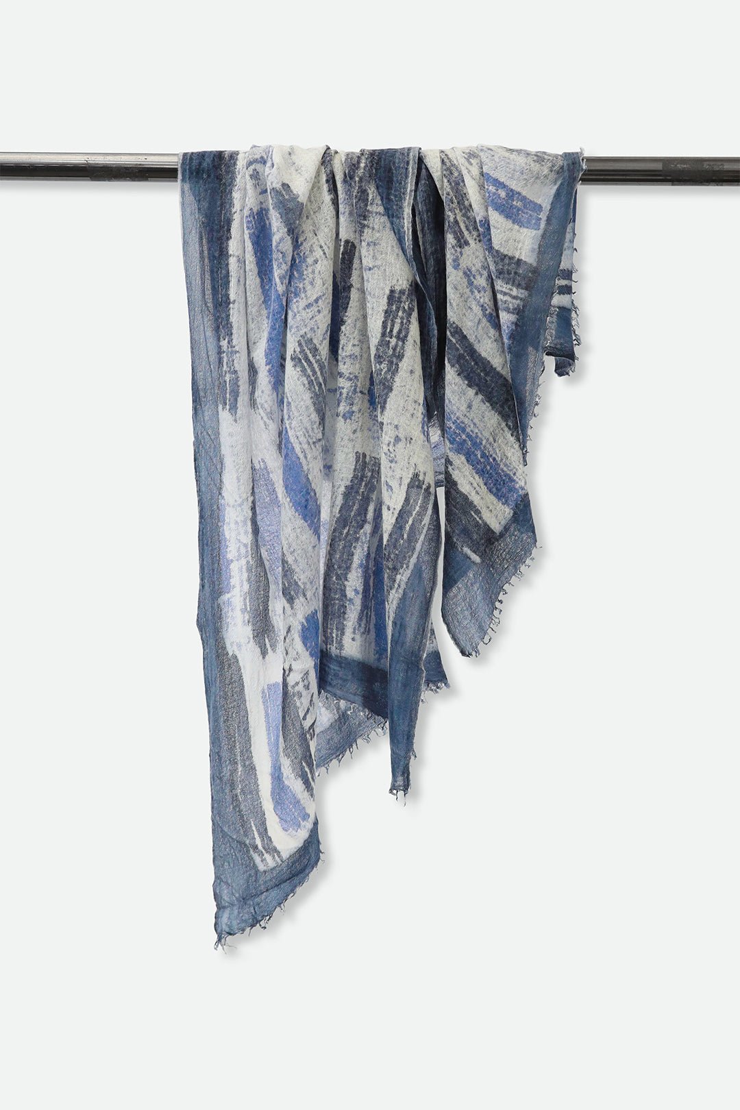 PAINTED NORDIC BLUE SCARF IN HAND DYED CASHMERE - Jarbo