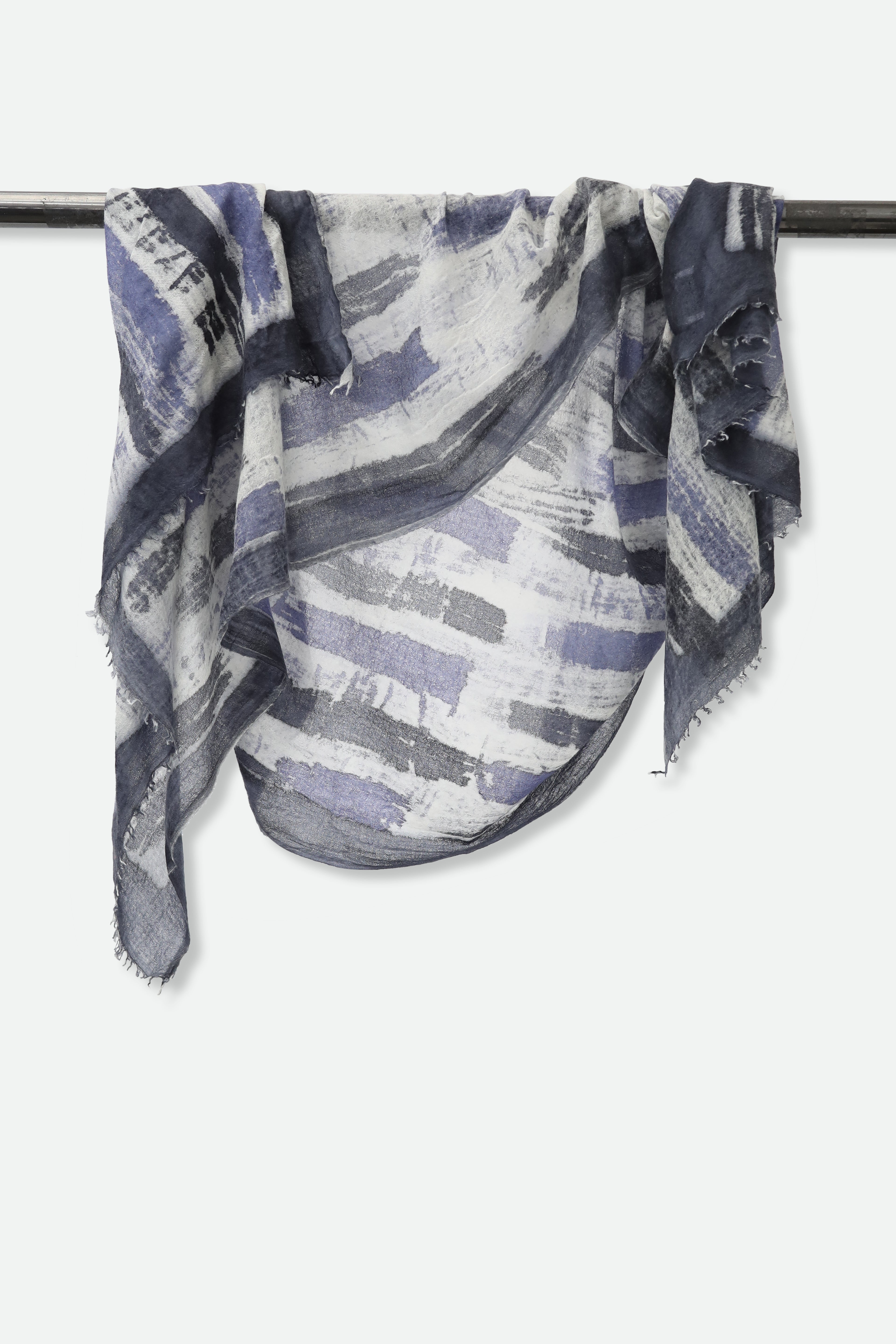 PAINTED NORDIC BLUE SCARF IN HAND DYED CASHMERE - Jarbo