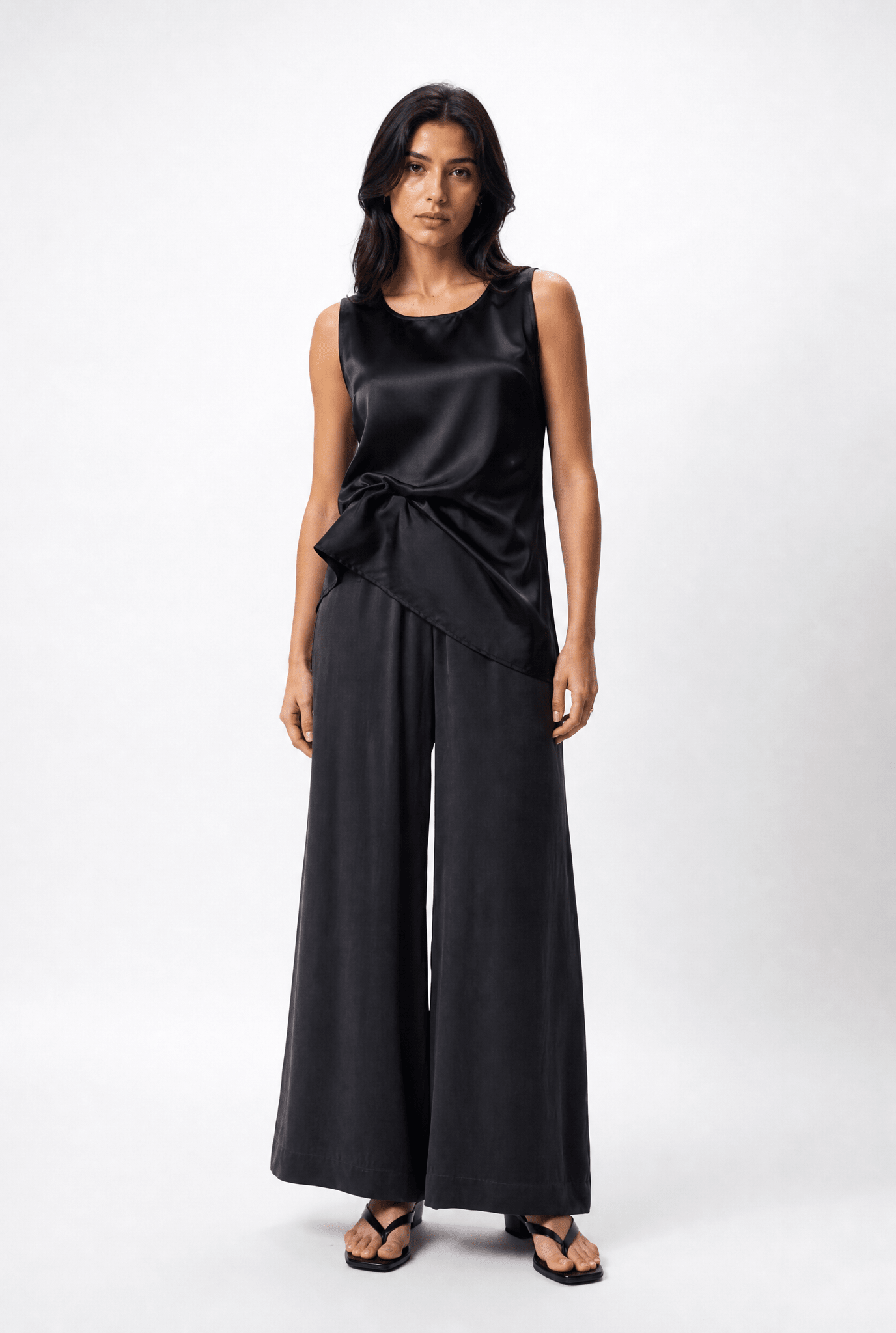 PALMETTO WIDE LEG PANT IN GARMENT-DYED SILK CHARMEUSE - Jarbo
