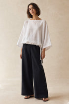 PALMETTO WIDE LEG PULL ON PANT IN ITALIAN LINEN