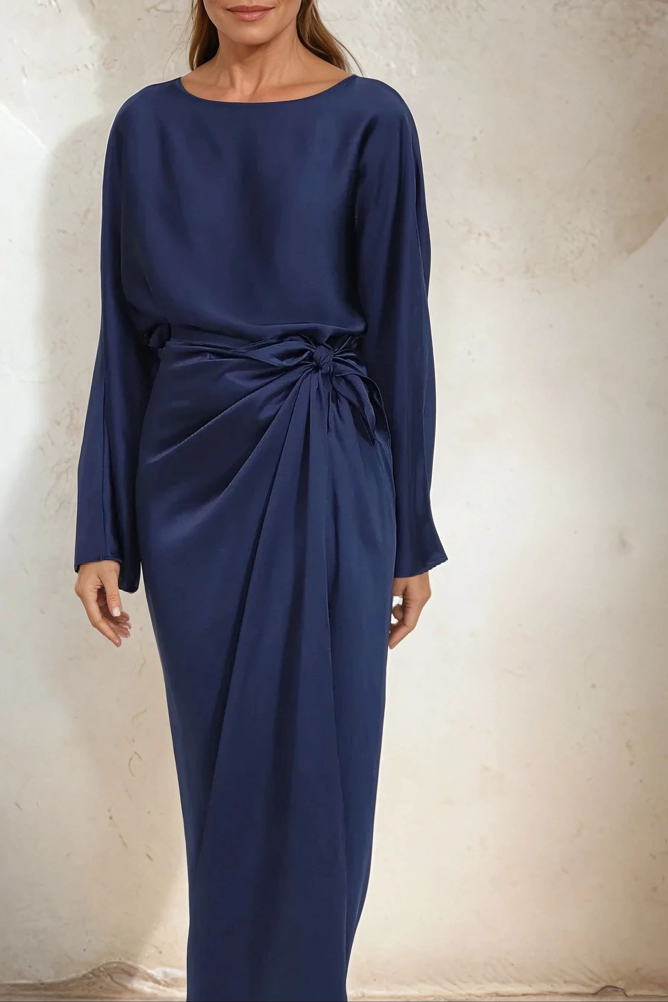 PAREO SKIRT IN HAND - DYED SILK IN PRUSSIAN BLUE - Jarbo