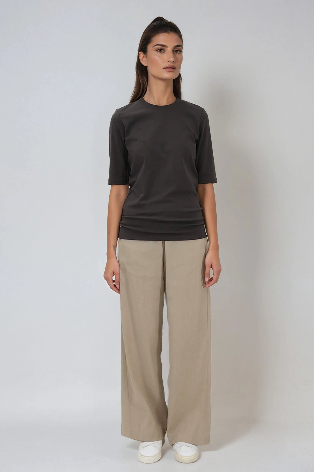 PIETRA WIDE LEG PANT IN LINEN COTTON STRETCH - Jarbo