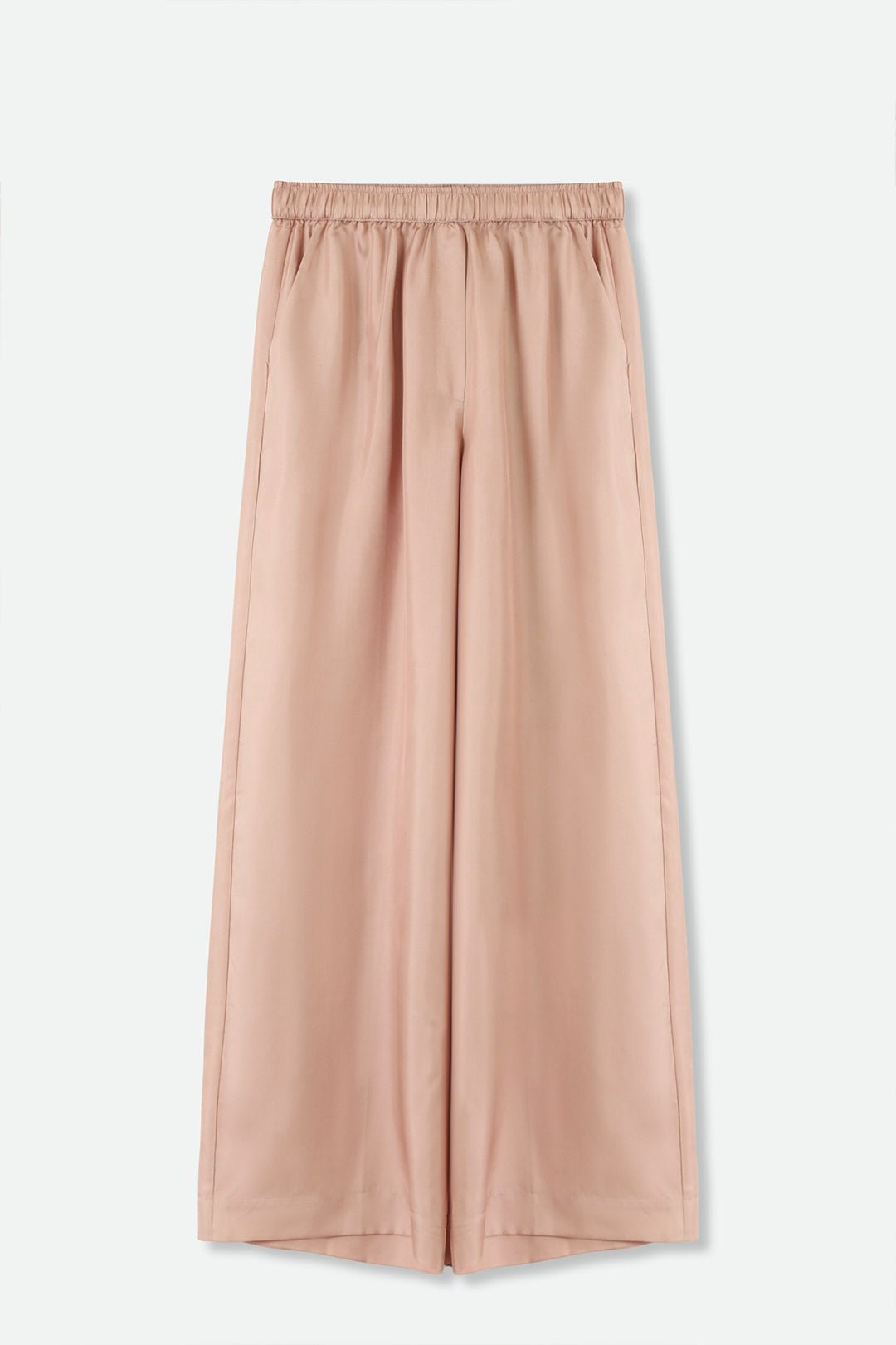 PRIYA SILK TWILL WIDE LEG PANT IN ROSE BEIGE - Jarbo