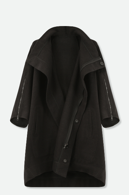 RICCIO ONE - SIZE COAT IN ITALIAN WOOL BLACK - Jarbo