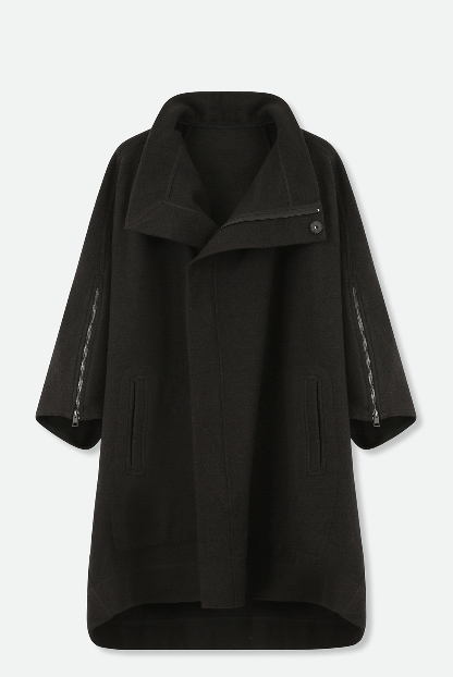 RICCIO ONE - SIZE COAT IN ITALIAN WOOL BLACK - Jarbo