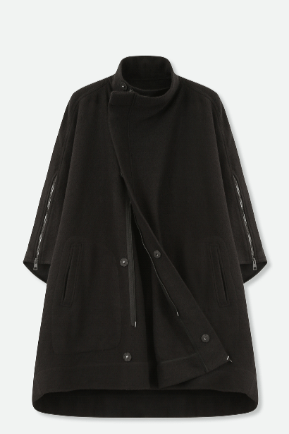 RICCIO ONE - SIZE COAT IN ITALIAN WOOL BLACK - Jarbo