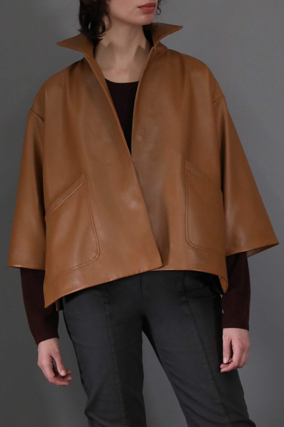 RIMINI LEATHER JACKET IN CAMEL - Jarbo