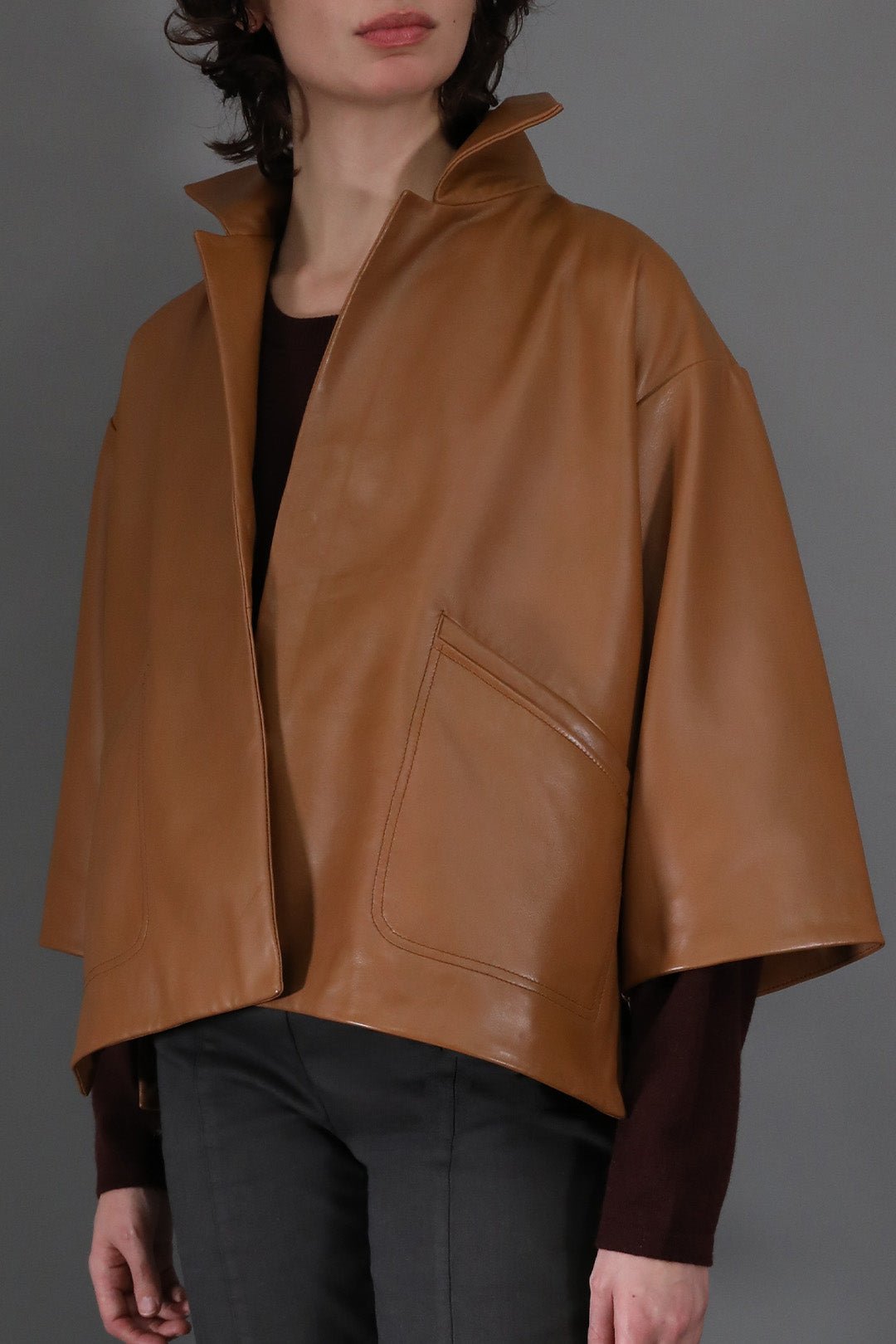 RIMINI LEATHER JACKET IN CAMEL - Jarbo