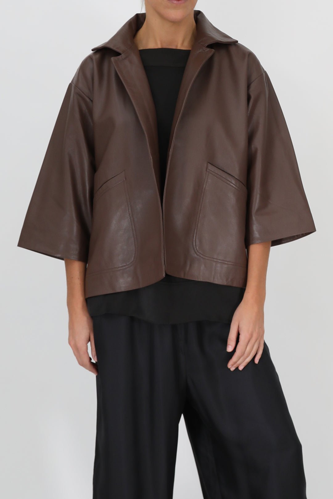 RIMINI LEATHER JACKET IN PECAN - Jarbo