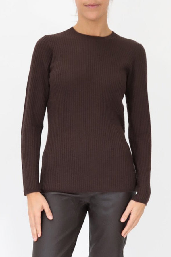 ROMANGA RIBBED LONG SLEEVE CREW IN FINE ITALIAN MERINO - Jarbo