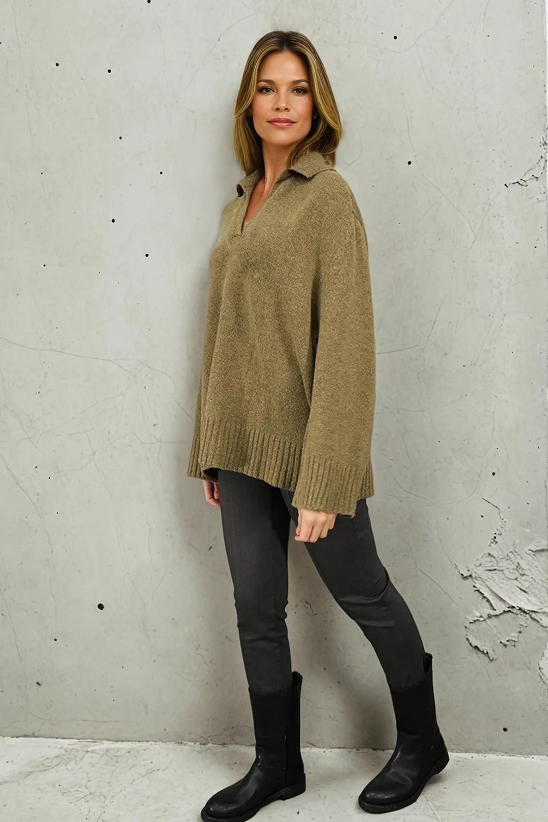 ROUEN POLO NECK SWEATER IN CASHMERE MERINO 4 PLY KNIT - Jarbo