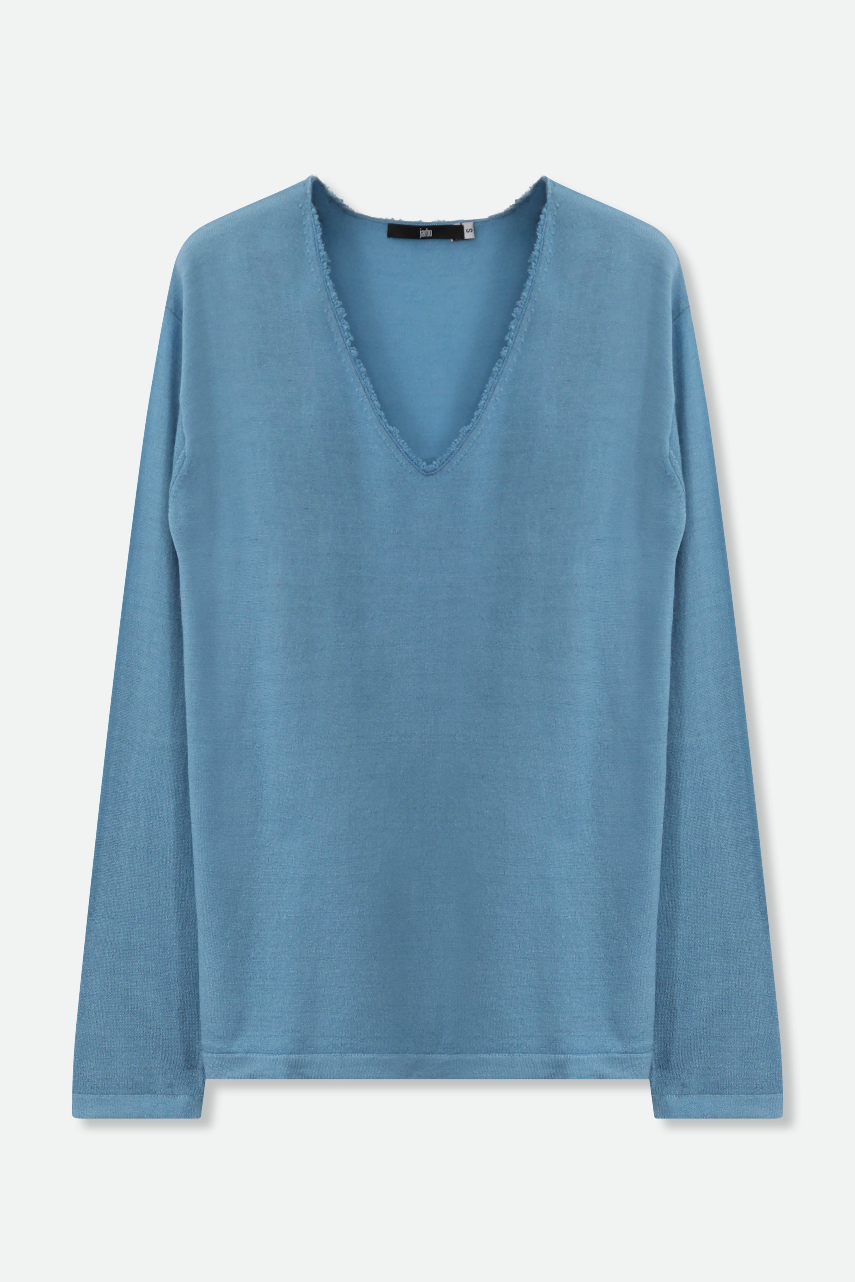 ROWAN OVAL V FRINGE NECK IN HAND - DYED CASHMERE - Jarbo