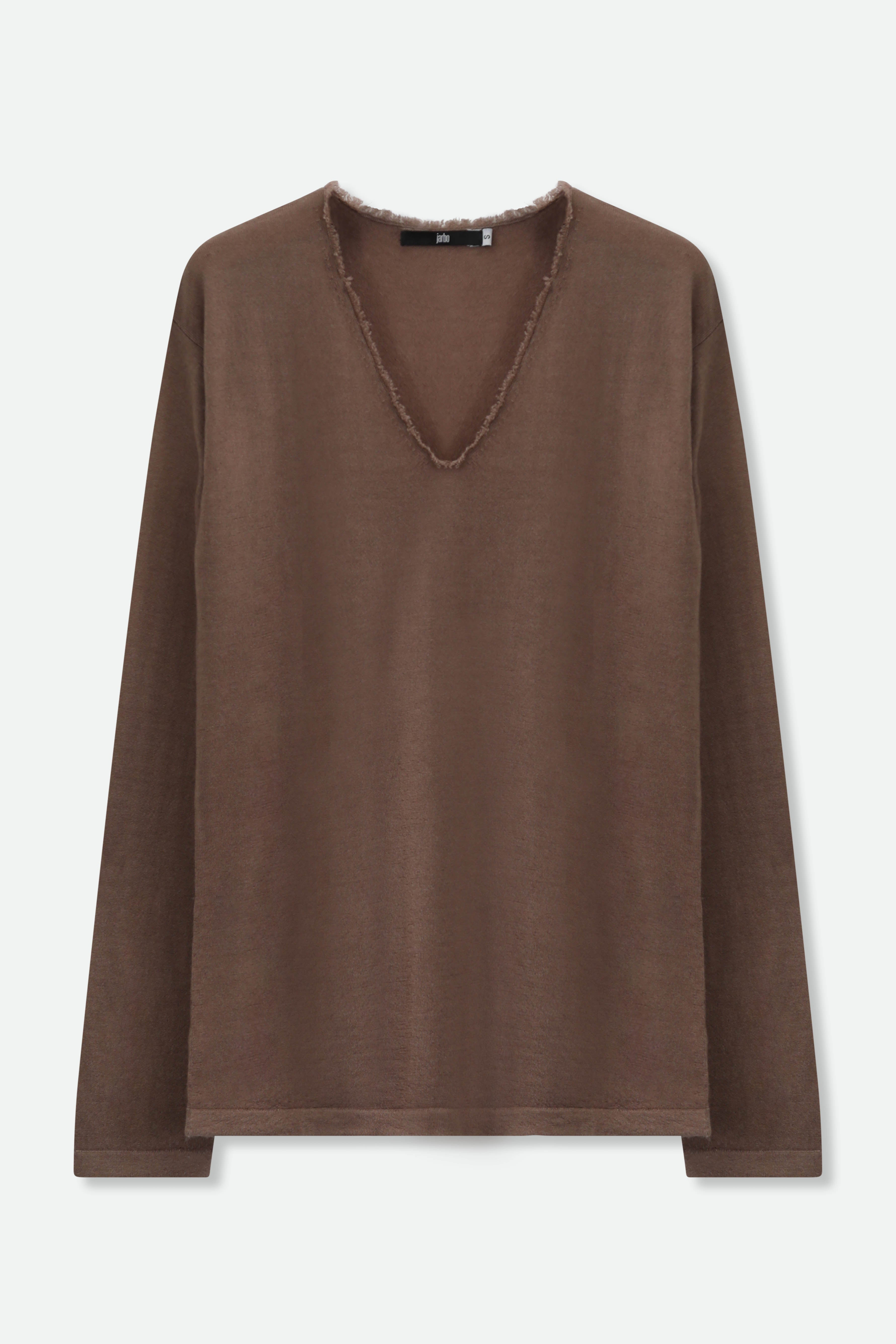 ROWAN OVAL V FRINGE NECK IN HAND - DYED CASHMERE - Jarbo