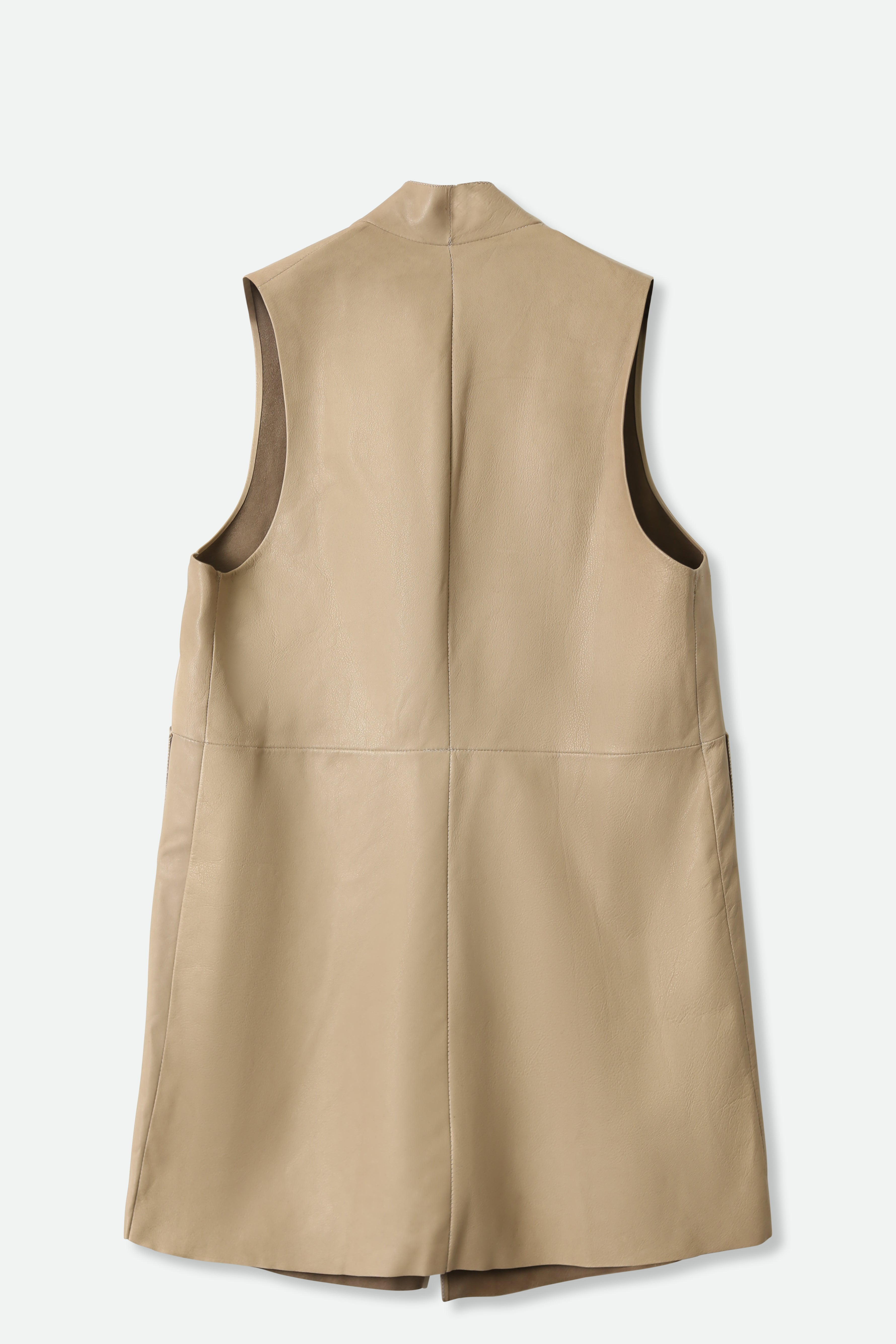 SAFA LONG VEST WITH POCKETS IN ITALIAN LEATHER - Jarbo