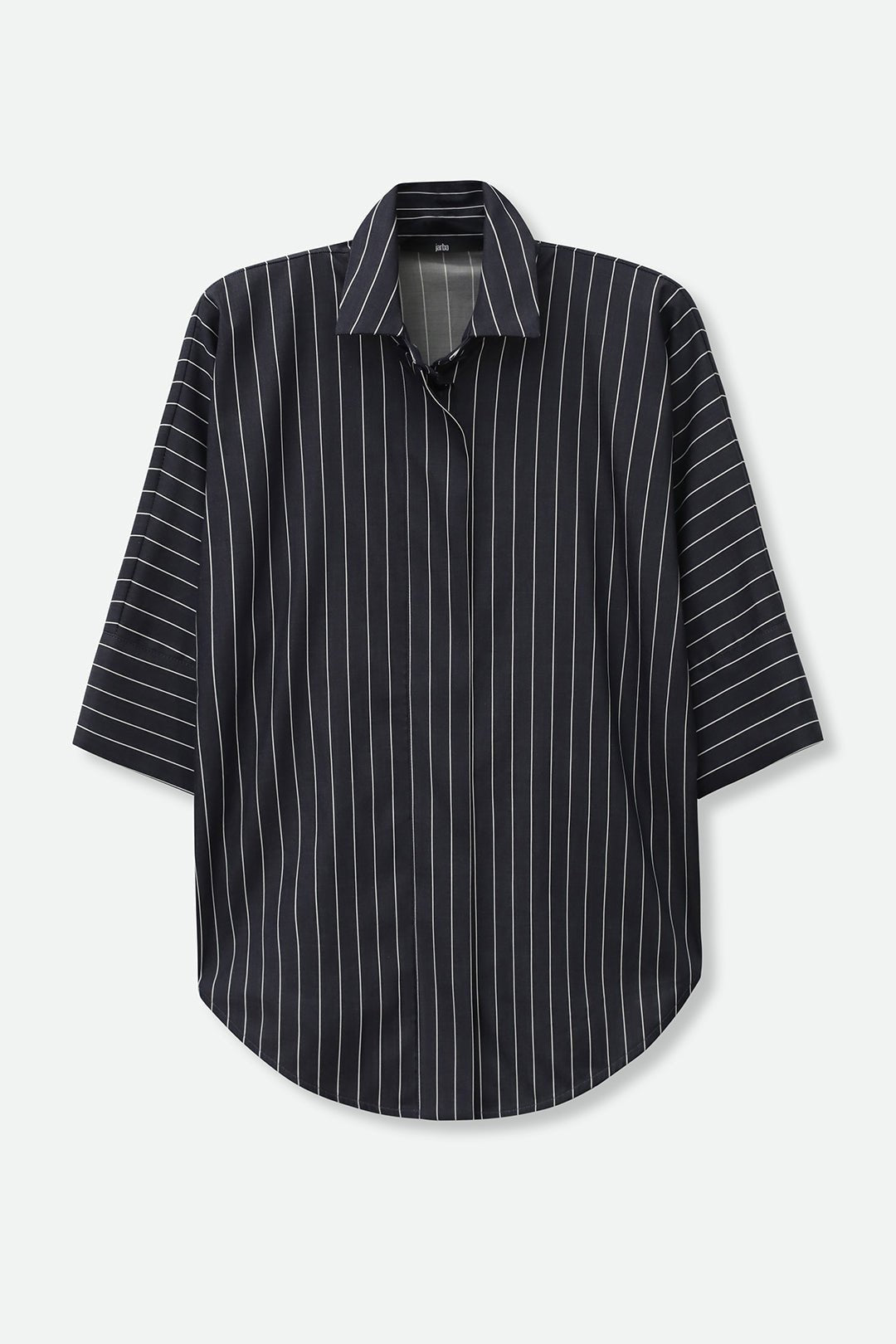 SAHANA DOLMAN IN ITALIAN COTTON CHARCOAL STRIPE JACQUARD - Jarbo