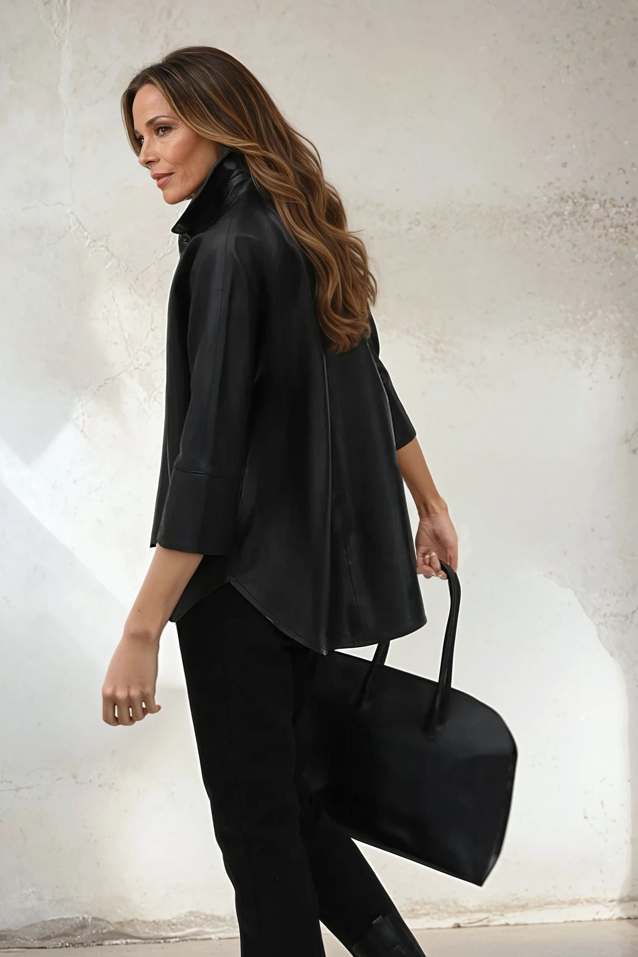 SAHANA DOLMAN LEATHER JACKET IN BLACK - Jarbo