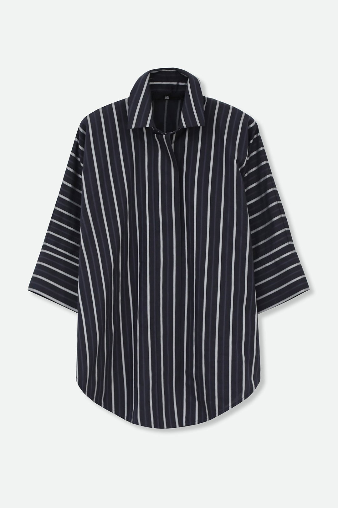 SAHANA DOLMAN SHIRT IN 100% ITALIAN COTTON BLACK STRIPE - Jarbo