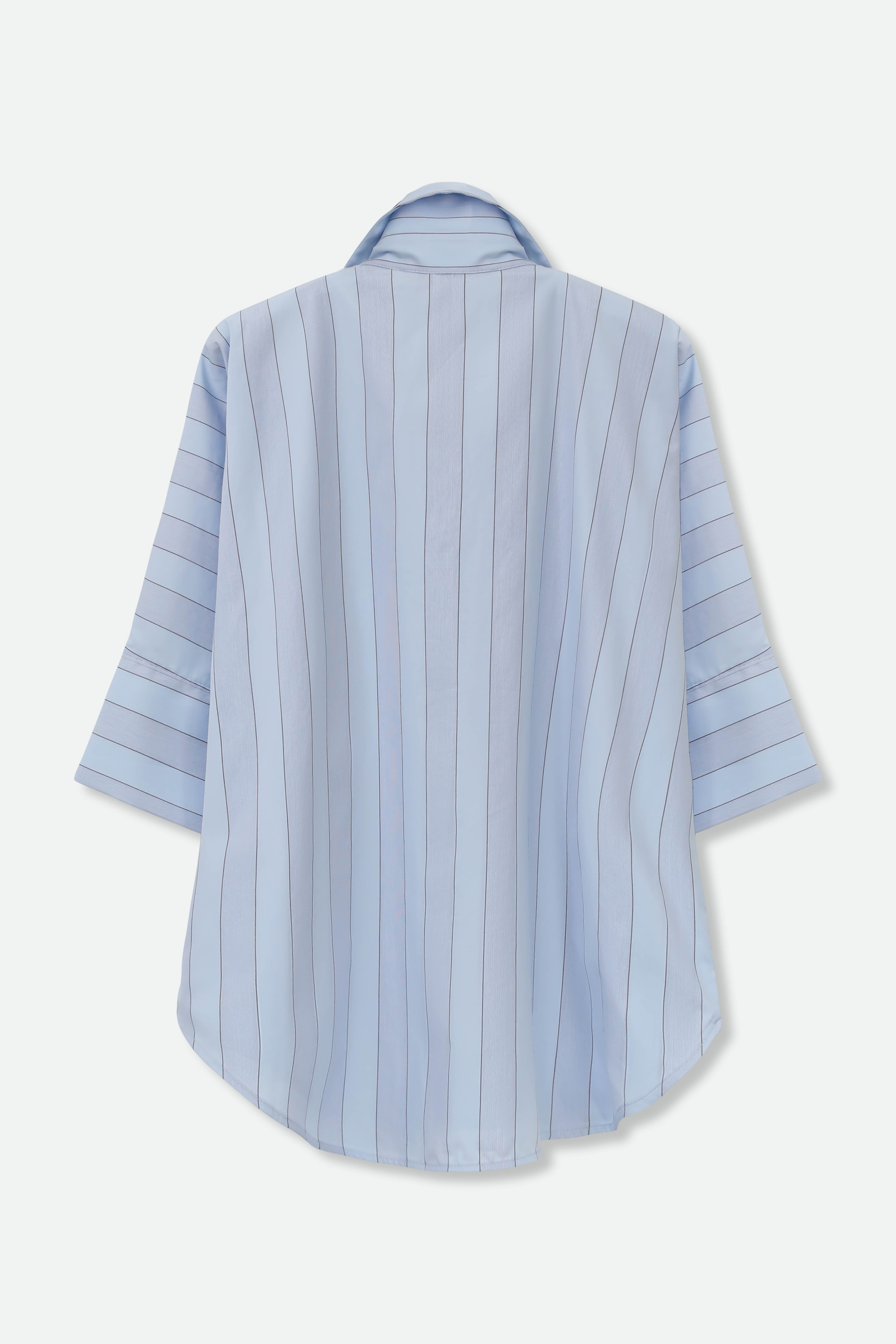 SAHANA DOLMAN SHIRT IN ITALIAN COTTON BLUE STRIPE - Jarbo