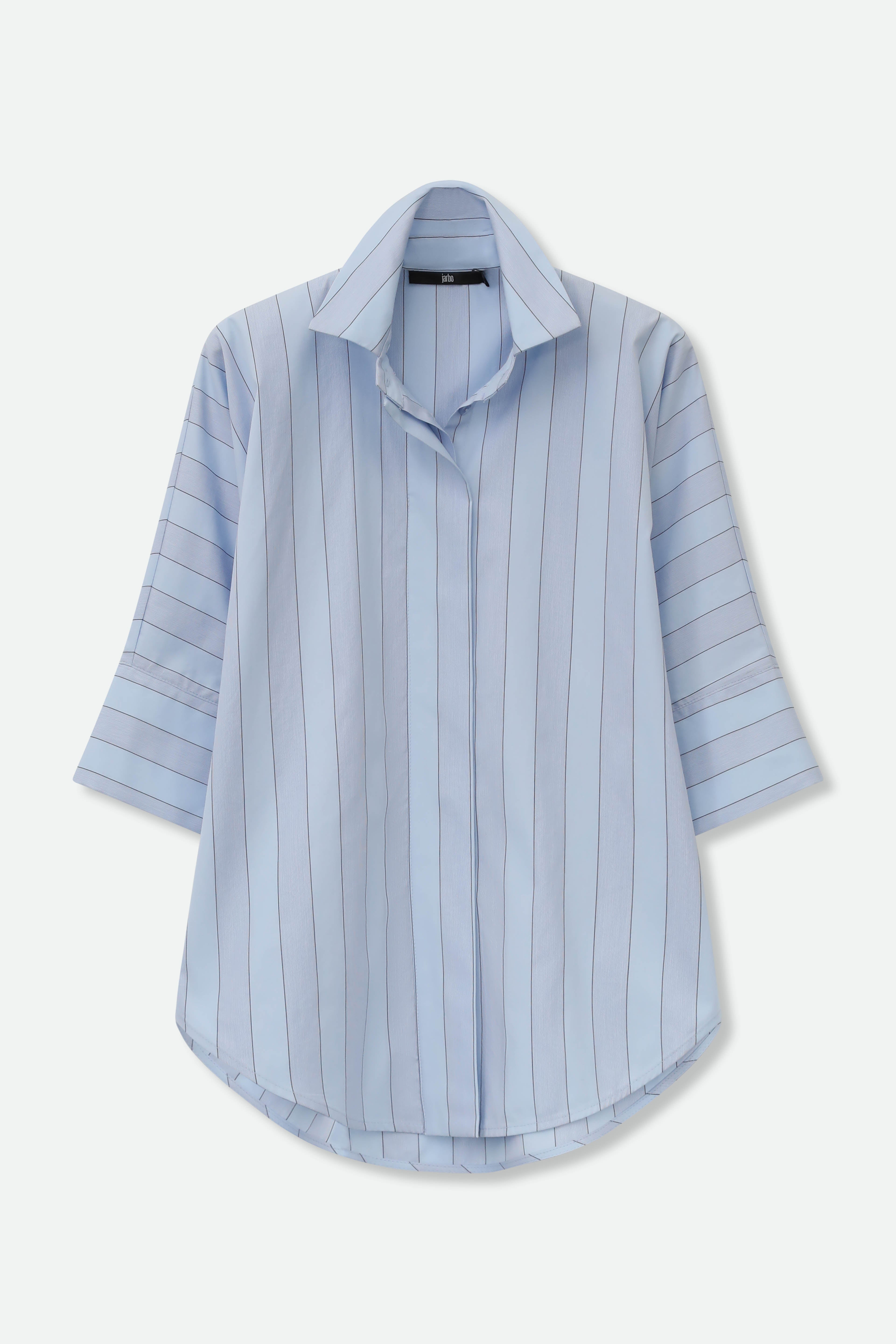 SAHANA DOLMAN SHIRT IN ITALIAN COTTON BLUE STRIPE - Jarbo