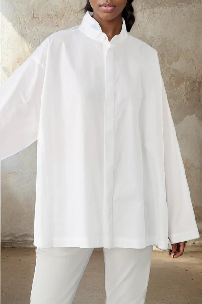 SAIGE OVERSIZE SHIRT IN ITALIAN COTTON POPLIN STRETCH - Jarbo