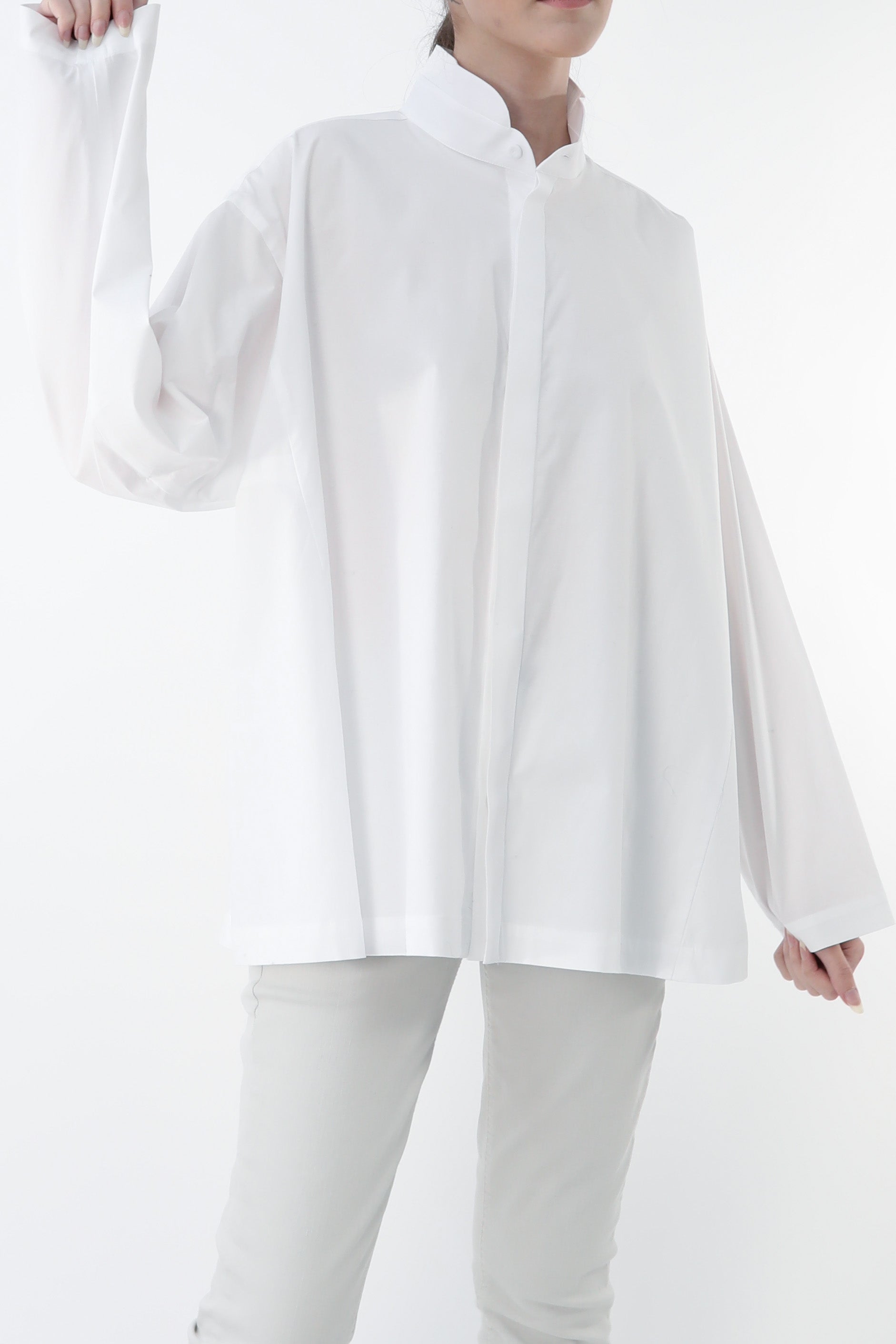 SAIGE OVERSIZE SHIRT IN ITALIAN COTTON POPLIN STRETCH - Jarbo