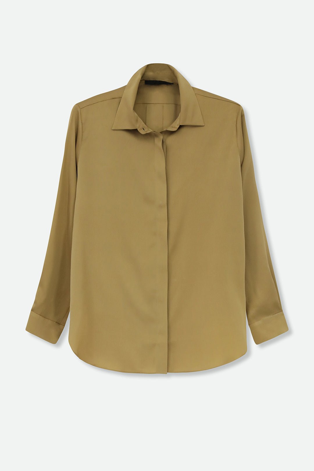 SAINT SILK STRETCH CHARMEUSE SHIRT WITH TIE GOLD - Jarbo