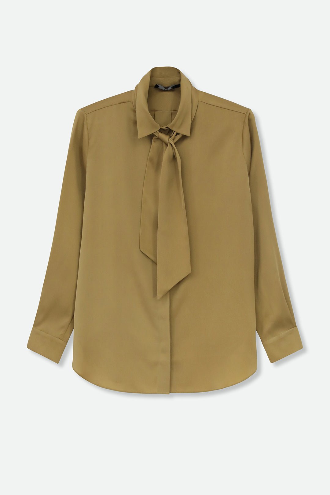 SAINT SILK STRETCH CHARMEUSE SHIRT WITH TIE GOLD - Jarbo