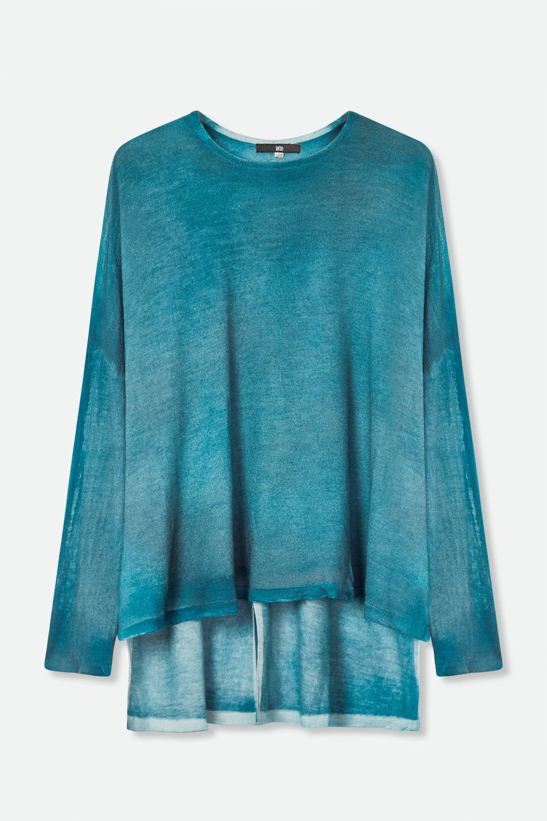 SALA CREW HIGH LOW IN HAND-DYED CASHMERE OCEAN BLUE - Jarbo