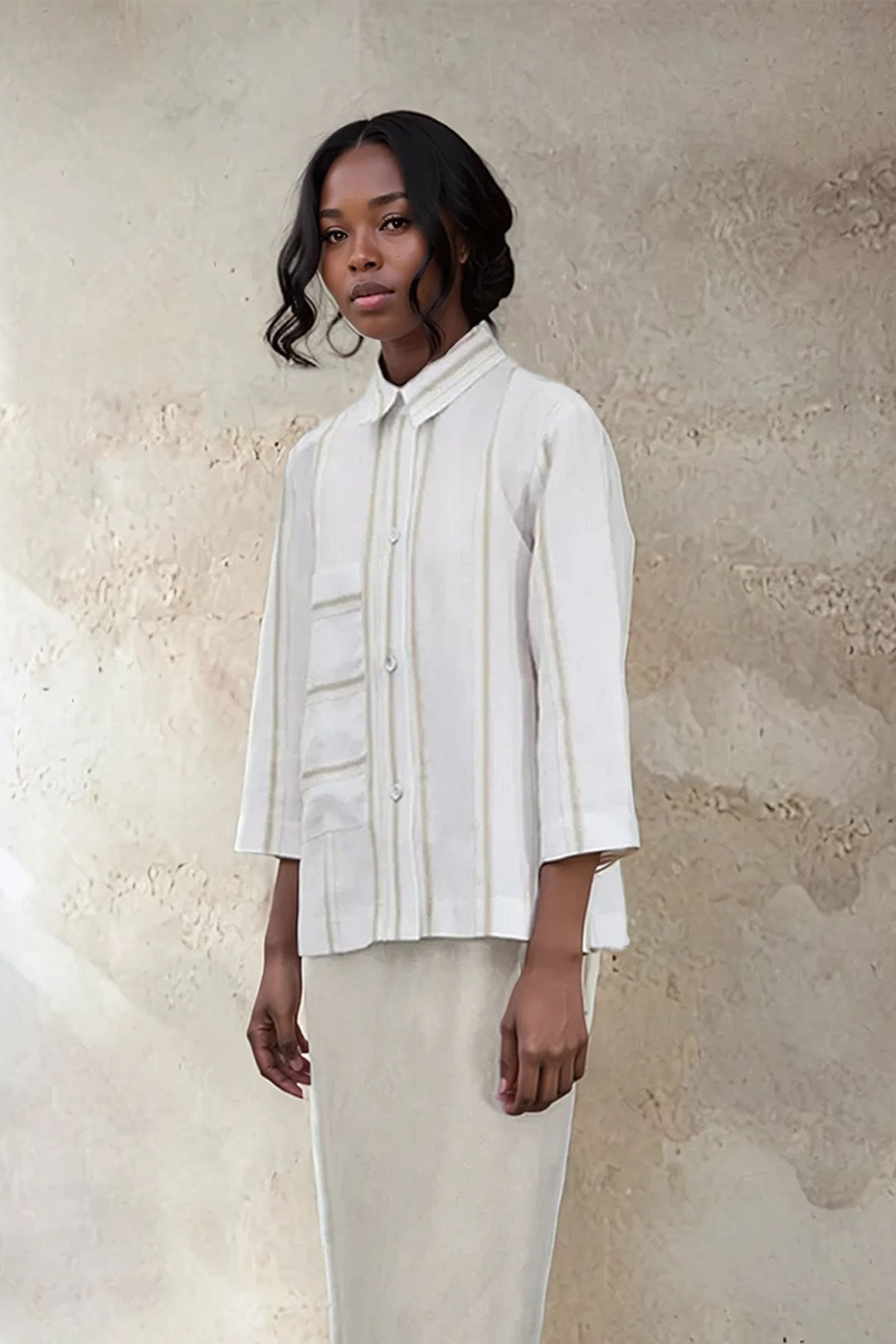 LILY PATCH POCKET 3/4 LIGHTWEIGHT JACKET IN LINEN-COTTON