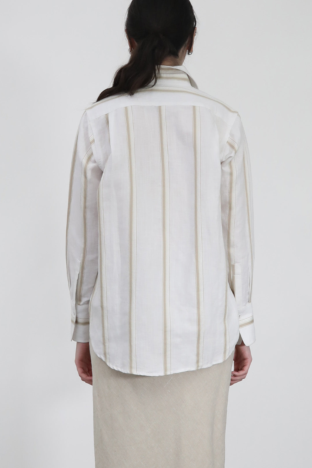 LILY BUTTON DOWN STRIPE SHIRT IN LINEN-COTTON