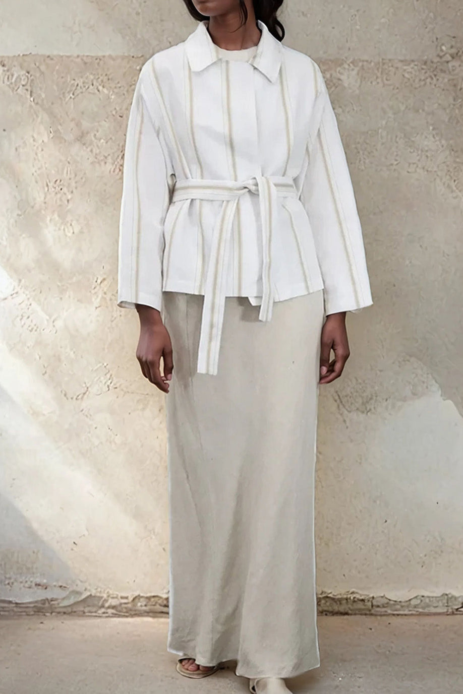 LILY BELTED TRENCH IN LINEN-COTTON