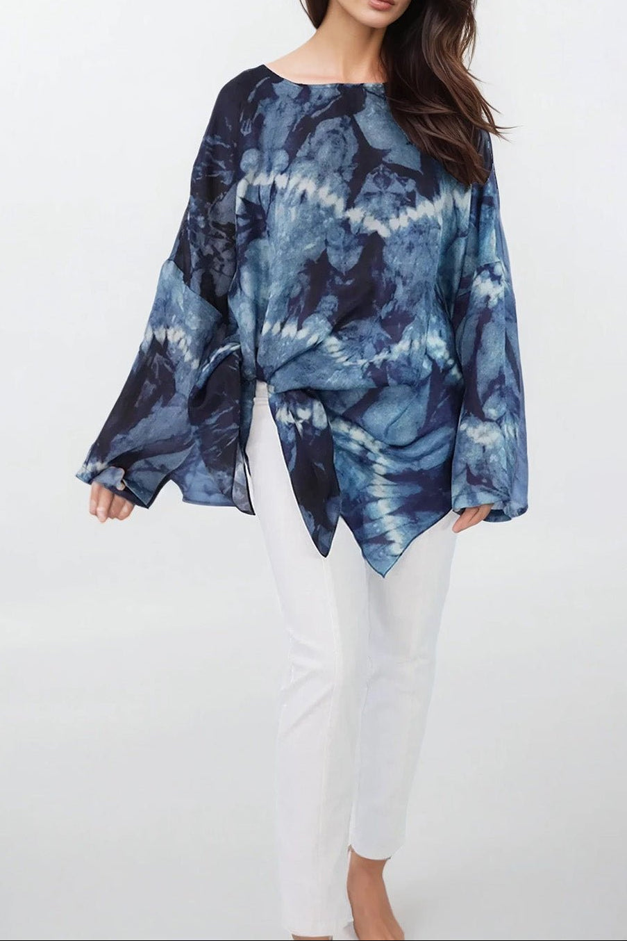 SAMIRA ONE - SIZE TUNIC IN LIGHTWEIGHT PRINTED SILK VOILE FLORENCE - Jarbo