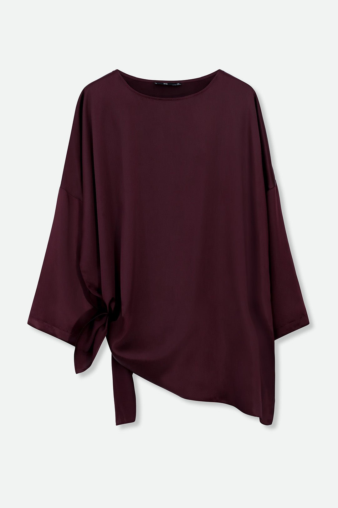 SAMIRA ONE - SIZE TUNIC IN SILK CHARMEUSE BORDEAUX - Jarbo