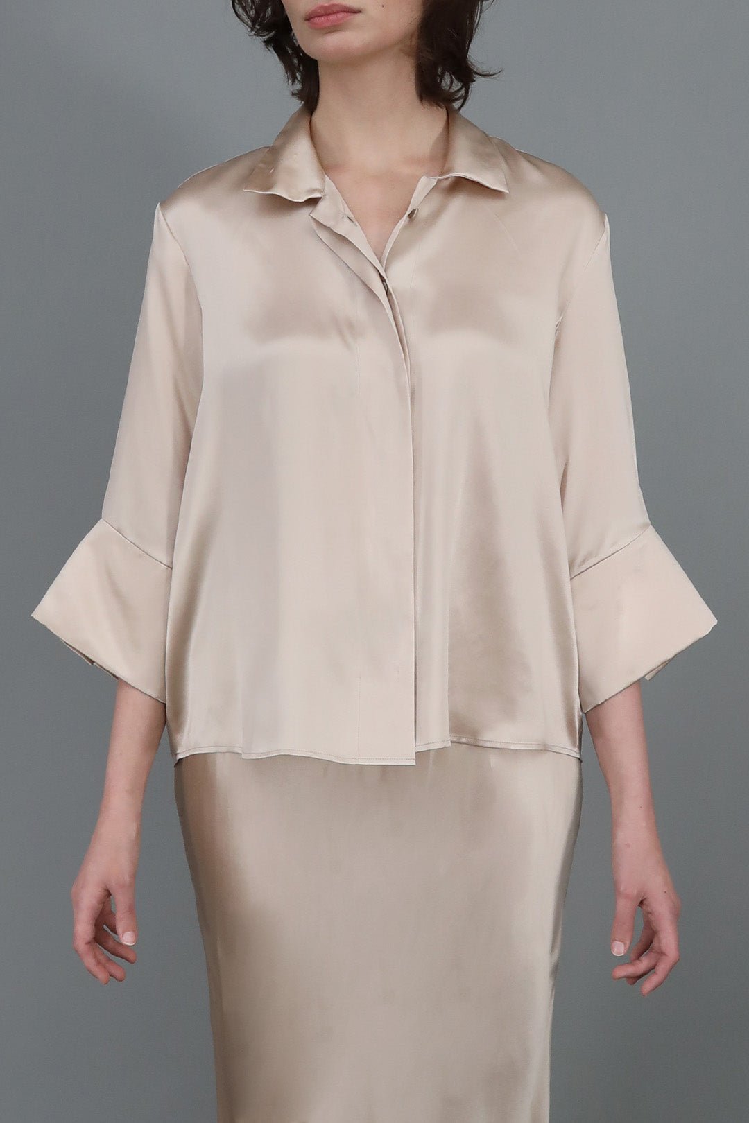 SANDRINE SHIRT IN SILK CHARMEUSE - Jarbo