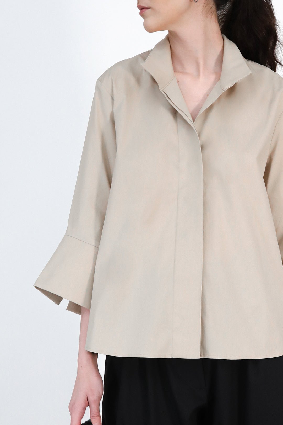 SANDRINE WIDE - CUFF SHIRT IN ITALIAN COTTON STRETCH - Jarbo