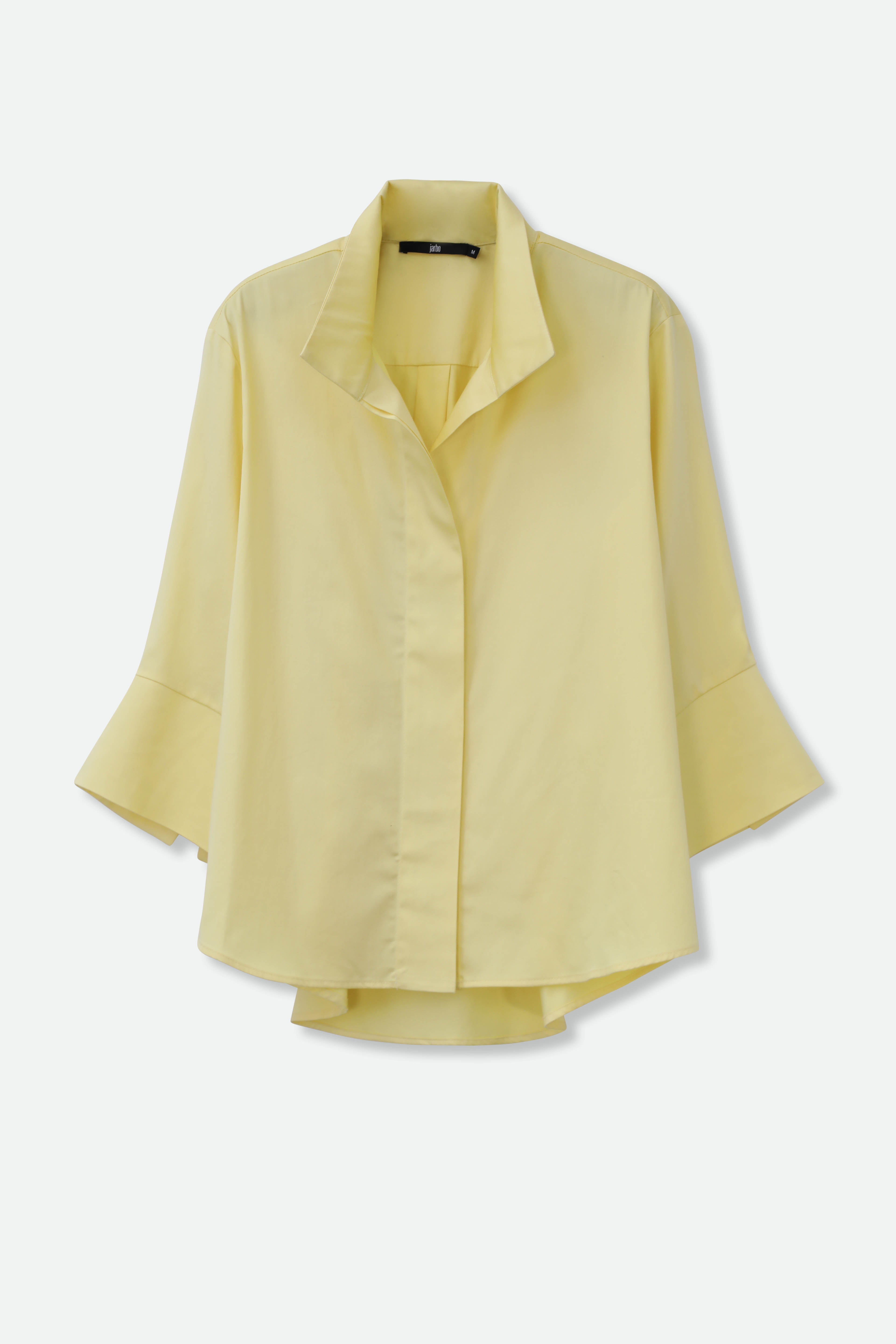 SANDRINE WIDE - CUFF SHIRT IN ITALIAN COTTON STRETCH IN YELLOW - Jarbo