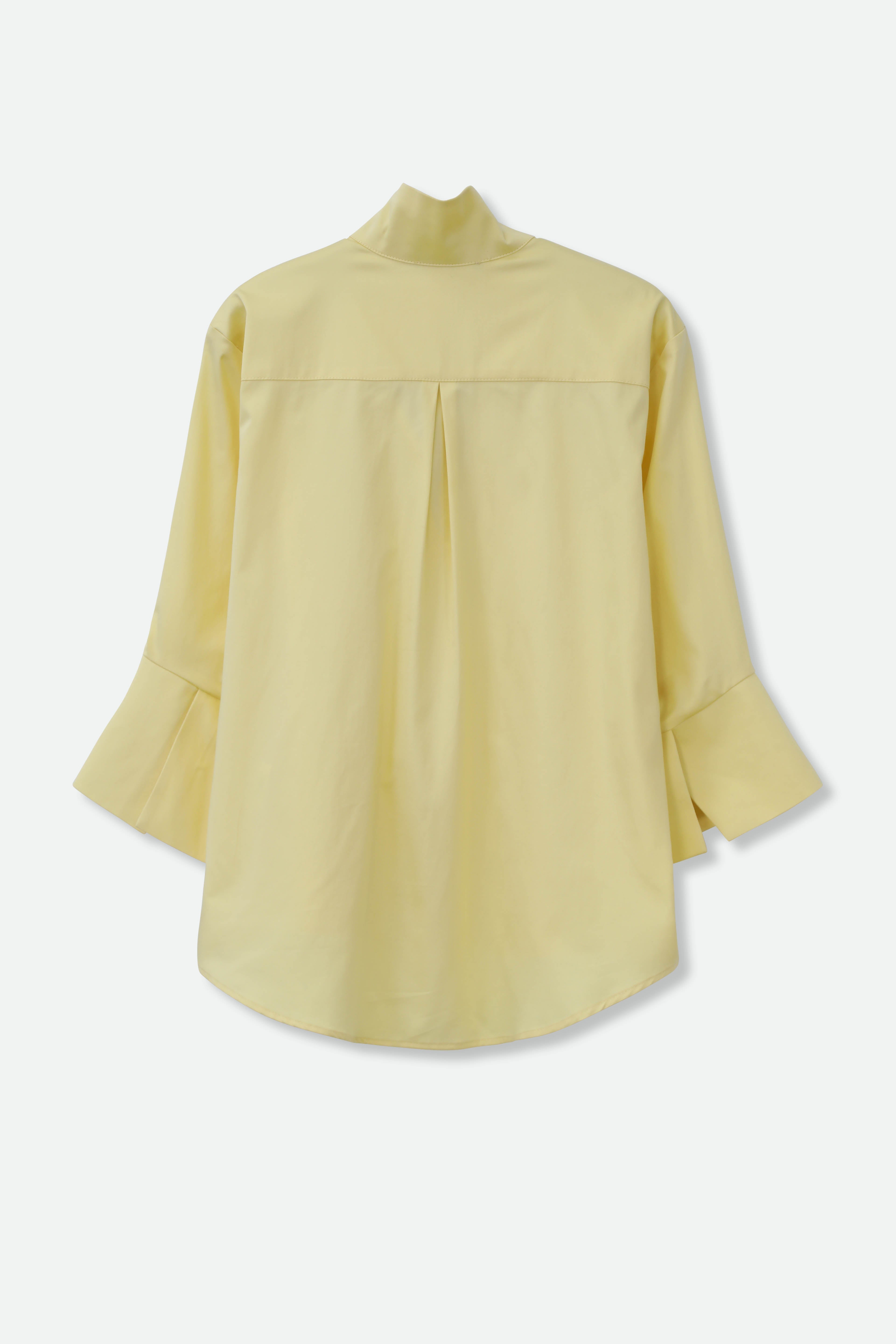 SANDRINE WIDE - CUFF SHIRT IN ITALIAN COTTON STRETCH IN YELLOW - Jarbo