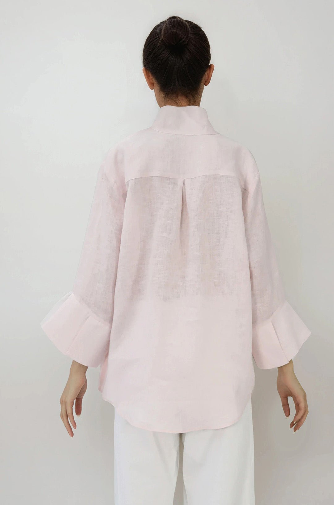 SANDRINE WIDE-CUFF SHIRT IN ITALIAN LINEN - Jarbo