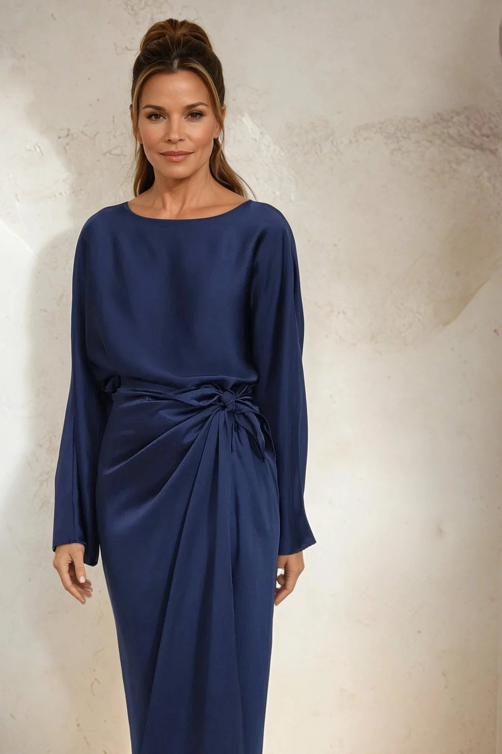 SARA WIDE ARM BLOUSE IN SILK CHARMEUSE