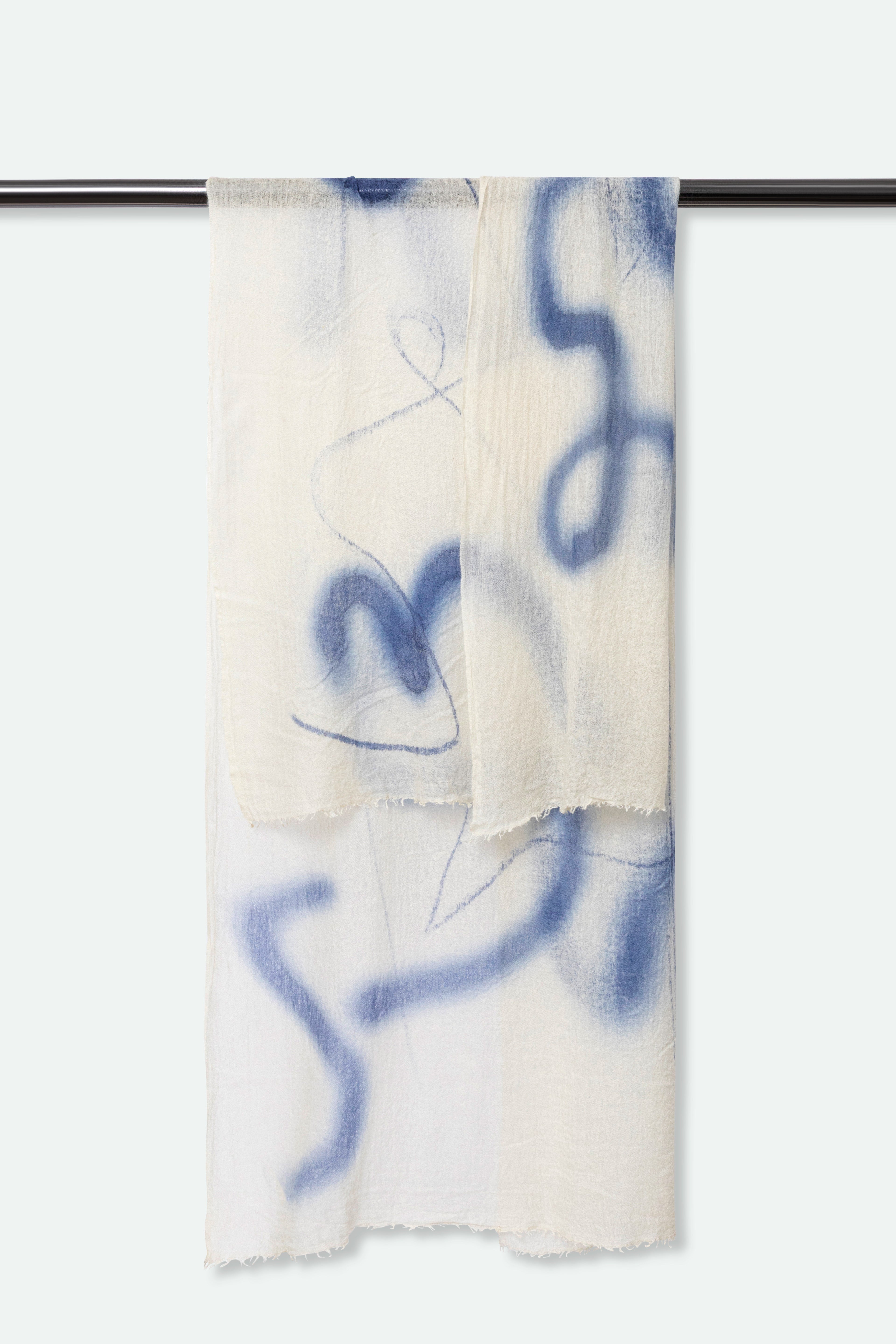 SCARABOCCHIO BLU SCARF IN HAND DYED CASHMERE - Jarbo