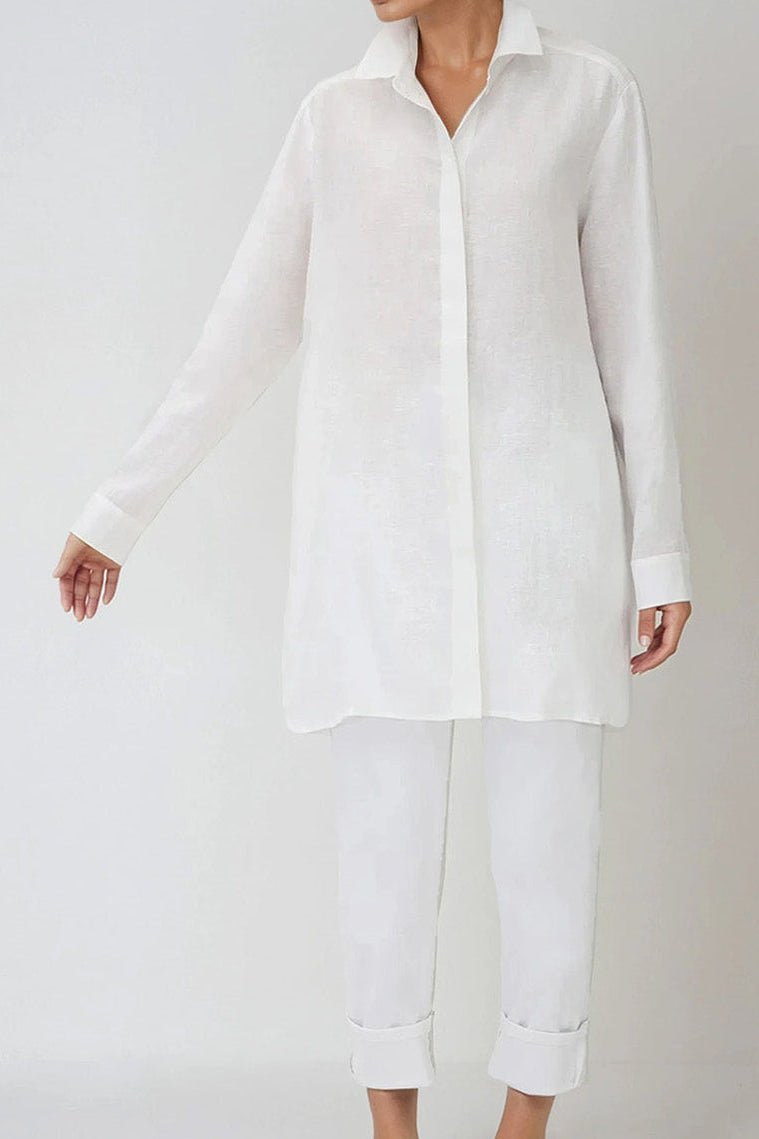 SELLA SHIRT IN ITALIAN LINEN WHITE - Jarbo