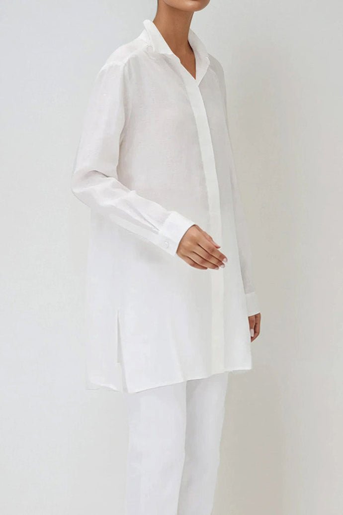 SELLA SHIRT IN ITALIAN LINEN WHITE - Jarbo