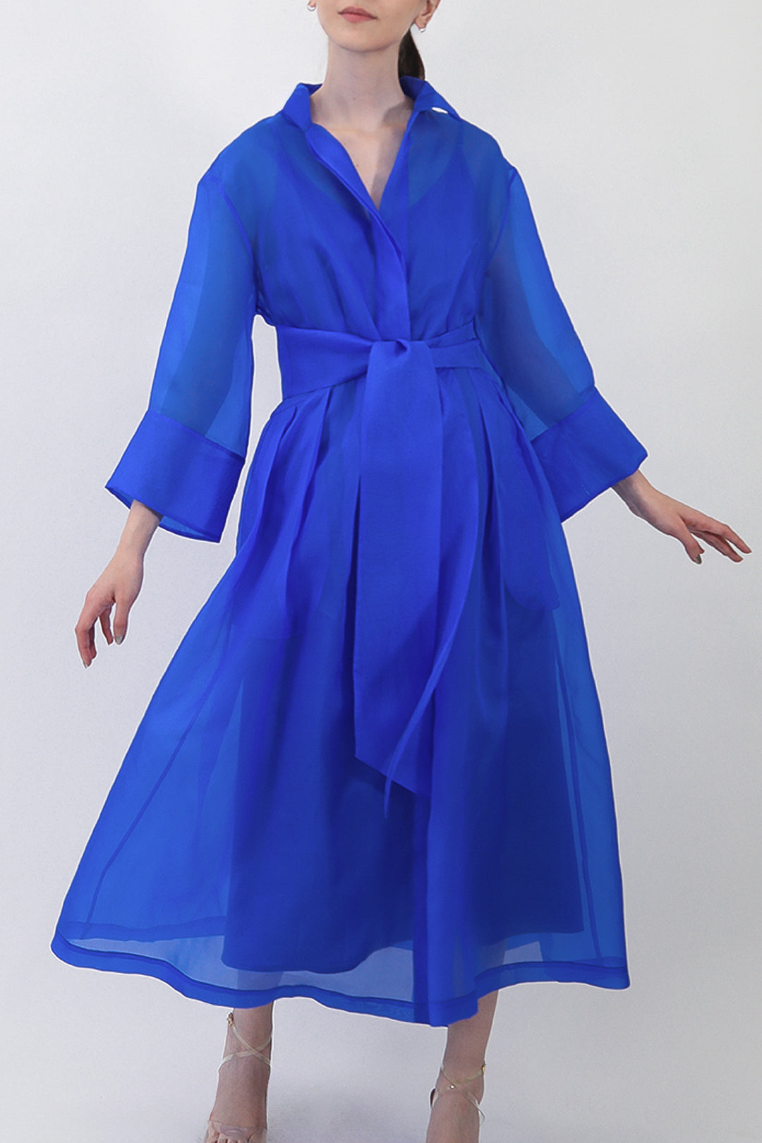GABRIELLE DRESS IN SILK ORGANZA IMPERIAL BLUE