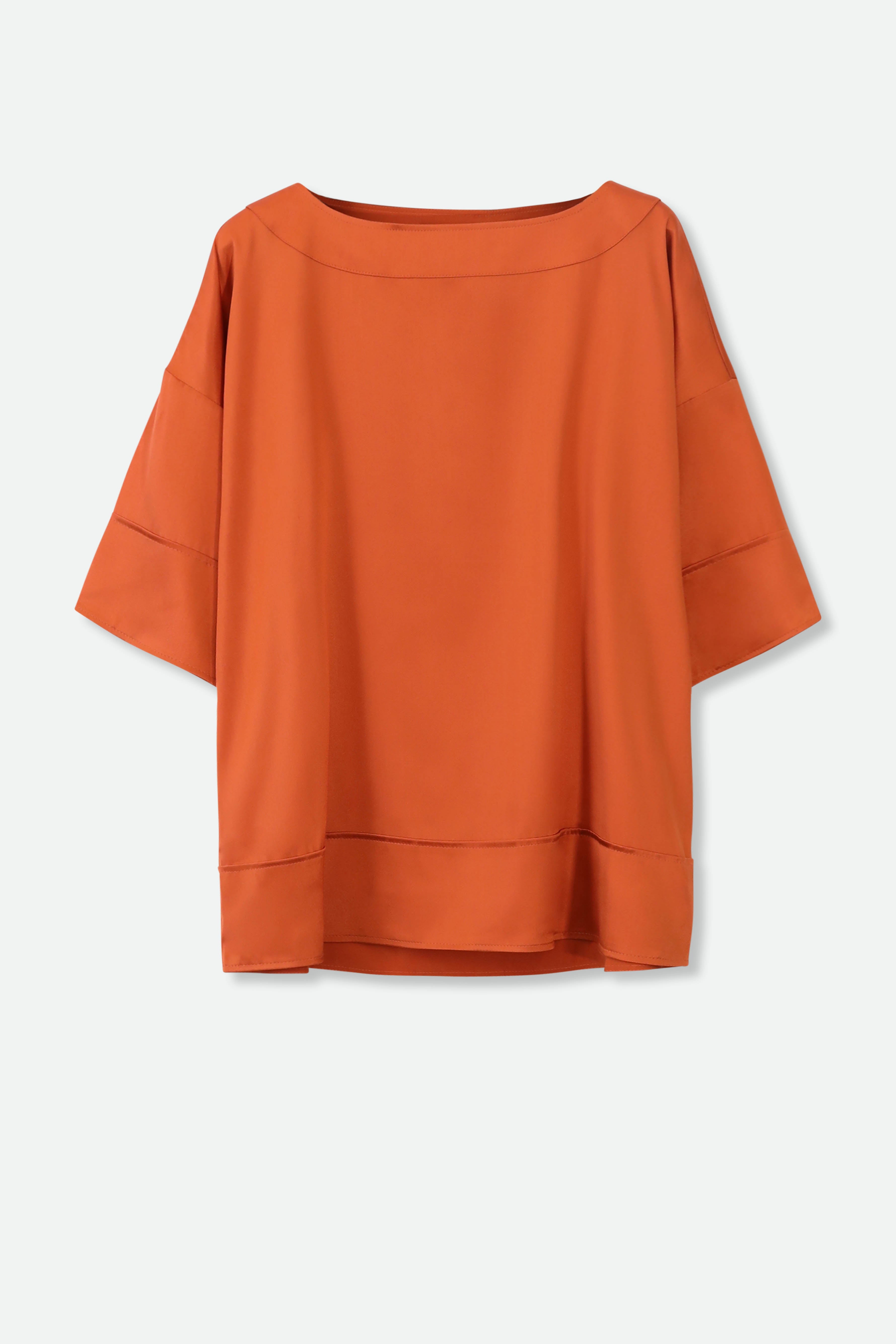 SHELLA SHORT SLEEVE BLOUSE IN SILK CHARMEUSE - Jarbo