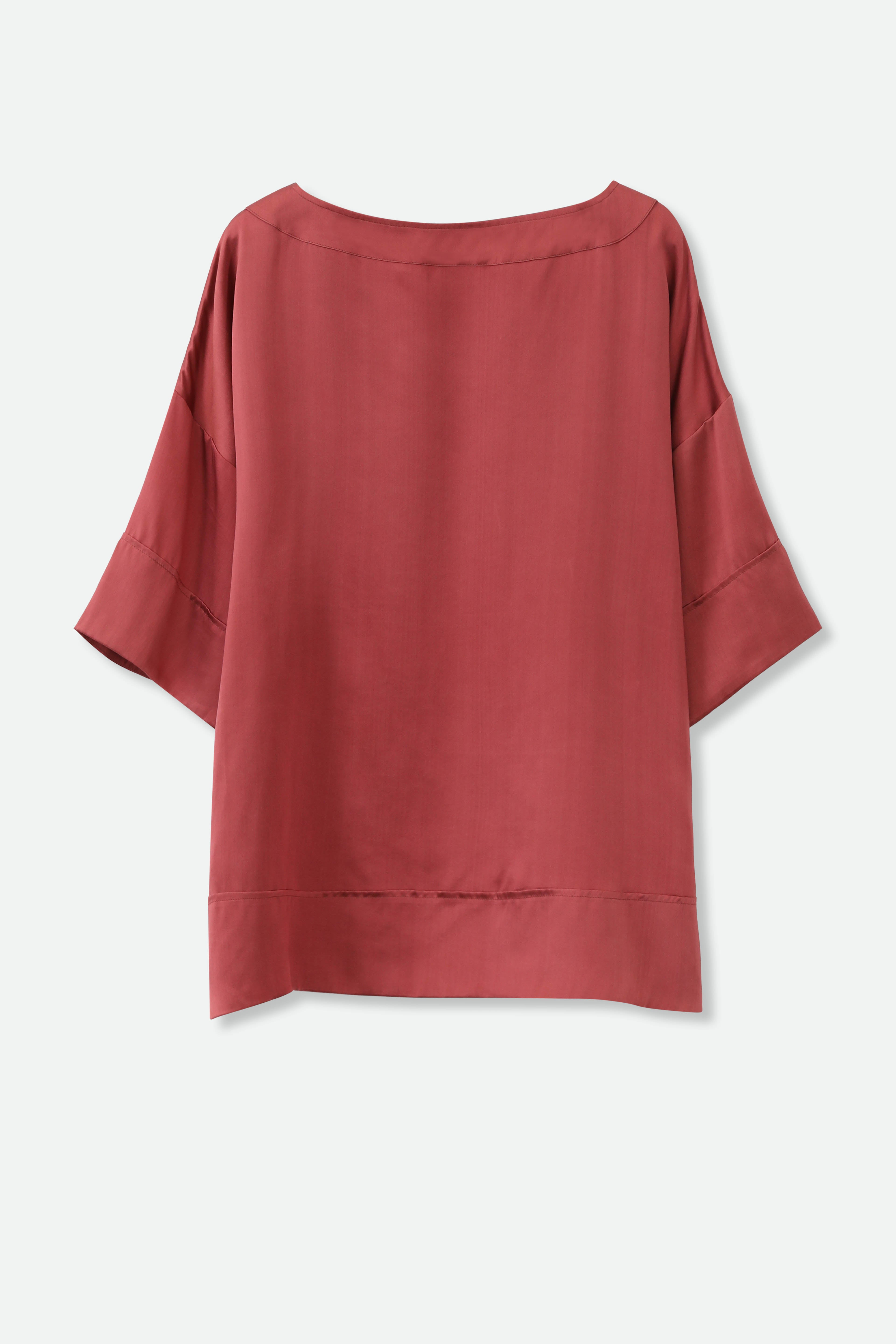 SHELLA SHORT SLEEVE BLOUSE IN SILK CHARMEUSE - Jarbo